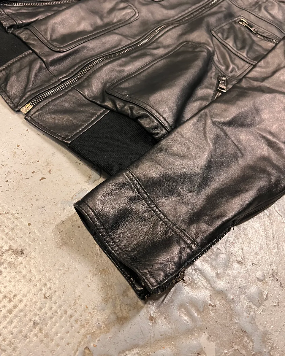 2010s Dolce & Gabbana Black Alpha Bomber Leather Jacket - Image 6