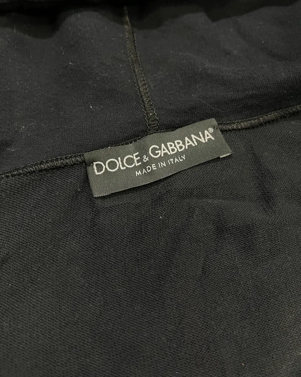 2010s Dolce & Gabbana Black Blend Leather Trim Zip-up Hoodie - Image 10