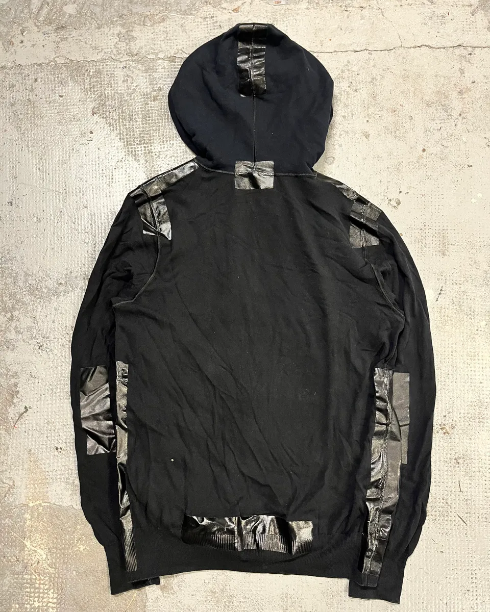 2010s Dolce & Gabbana Black Blend Leather Trim Zip-up Hoodie - Image 8