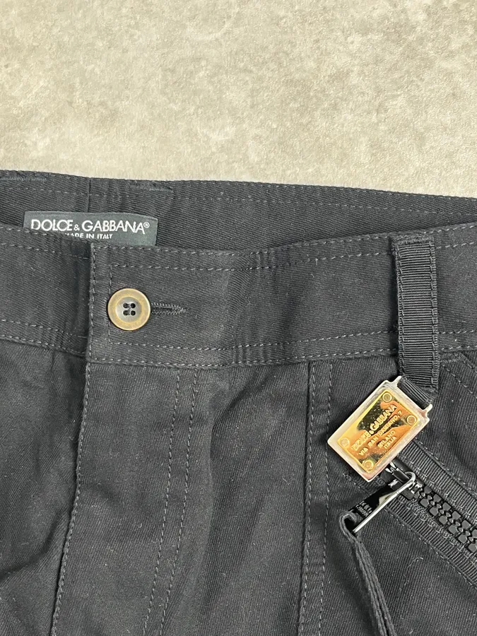 2010s Dolce & Gabbana Black Cargo Zip Multi Pockets Pants - Image 7