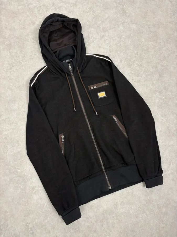 2010s Dolce & Gabbana Black Classic Zip-up Hoodie - Image 4