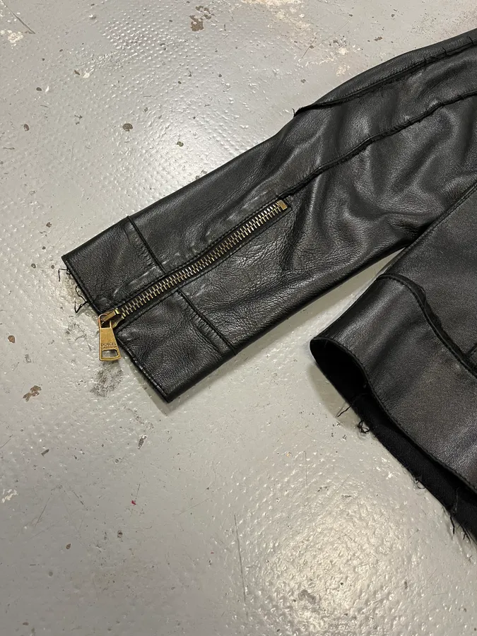 2010s Dolce & Gabbana Black Distressed Biker Leather Jacket - Image 8