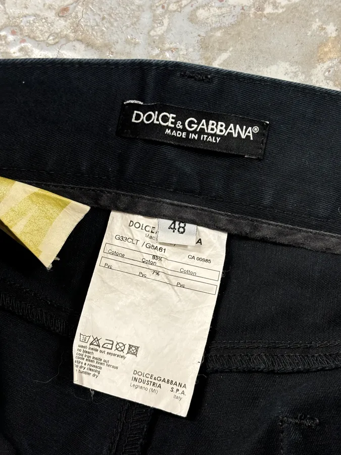 2010s Dolce & Gabbana Black Glossy Leather Trim Slim Jeans - Image 12