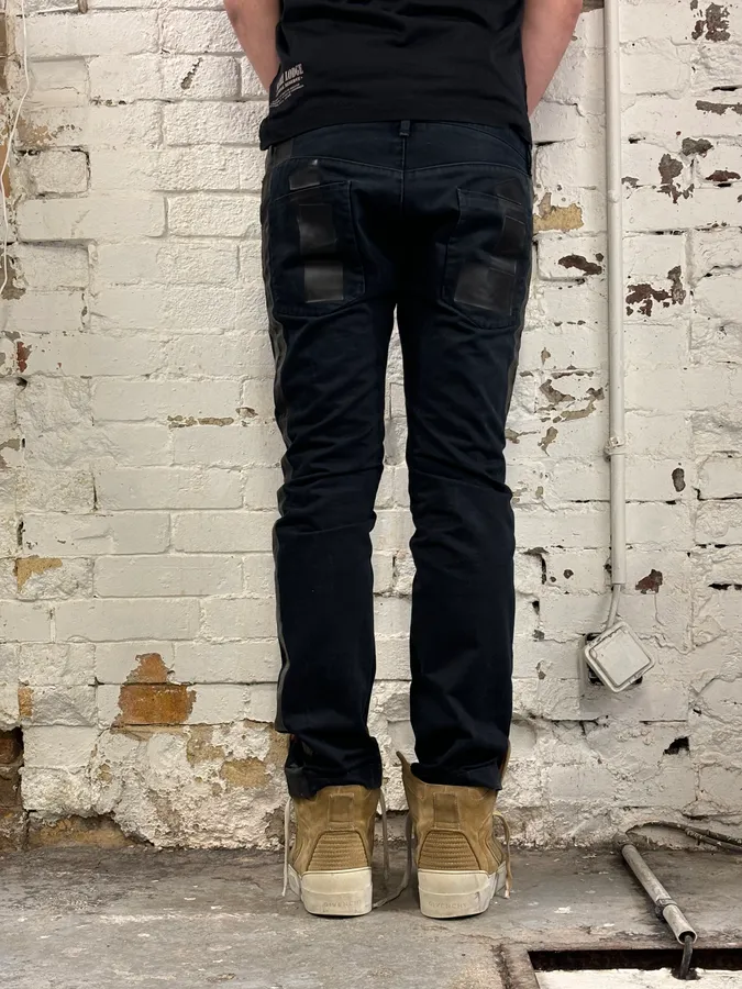 2010s Dolce & Gabbana Black Glossy Leather Trim Slim Jeans - Image 4