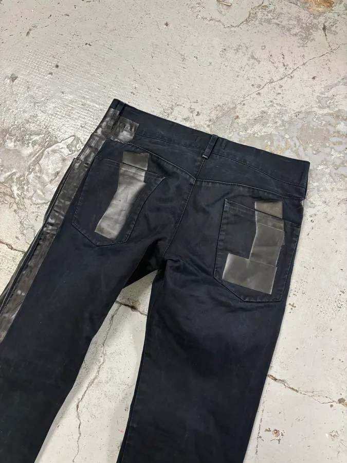2010s Dolce & Gabbana Black Glossy Leather Trim Slim Jeans - Image 7