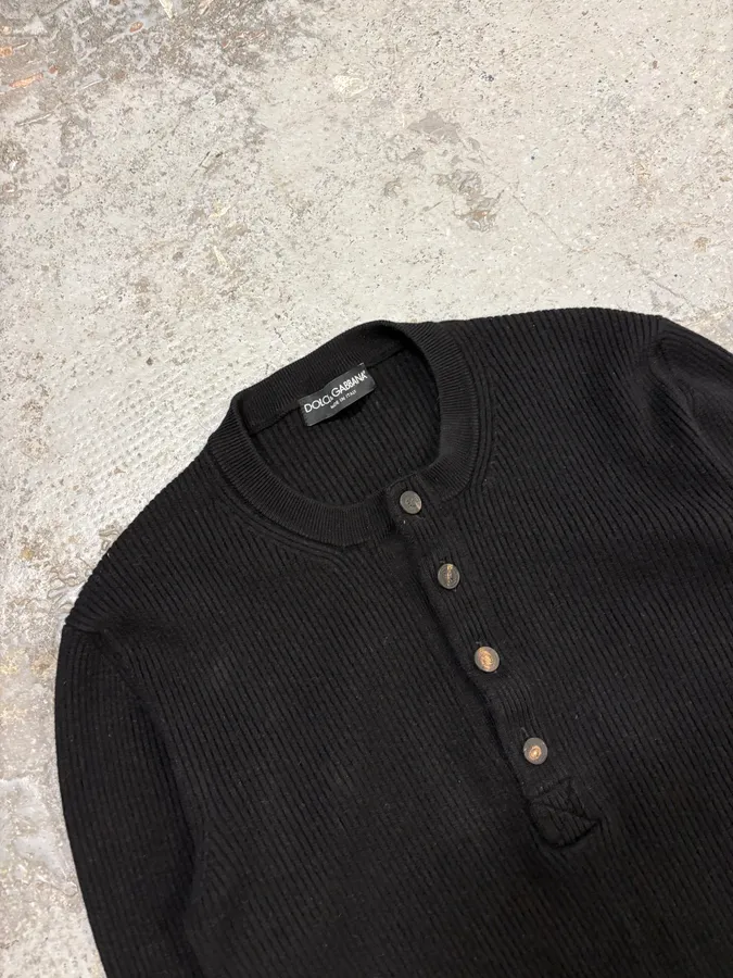 2010s Dolce & Gabbana Black Henley Sweater - Image 5