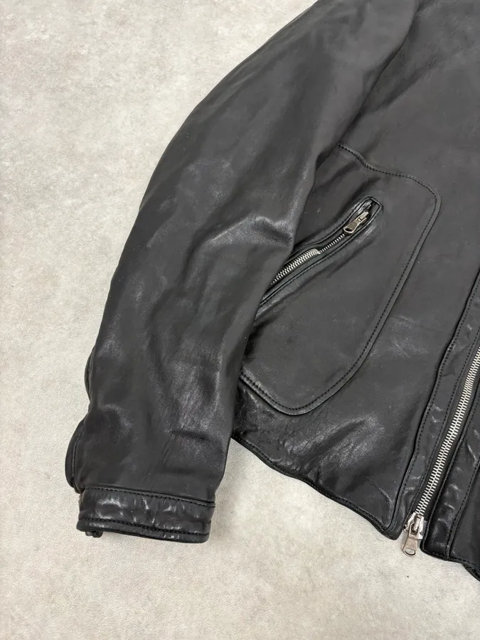 2010s Dolce & Gabbana Black Hooded Biker Leather Jacket - Image 8