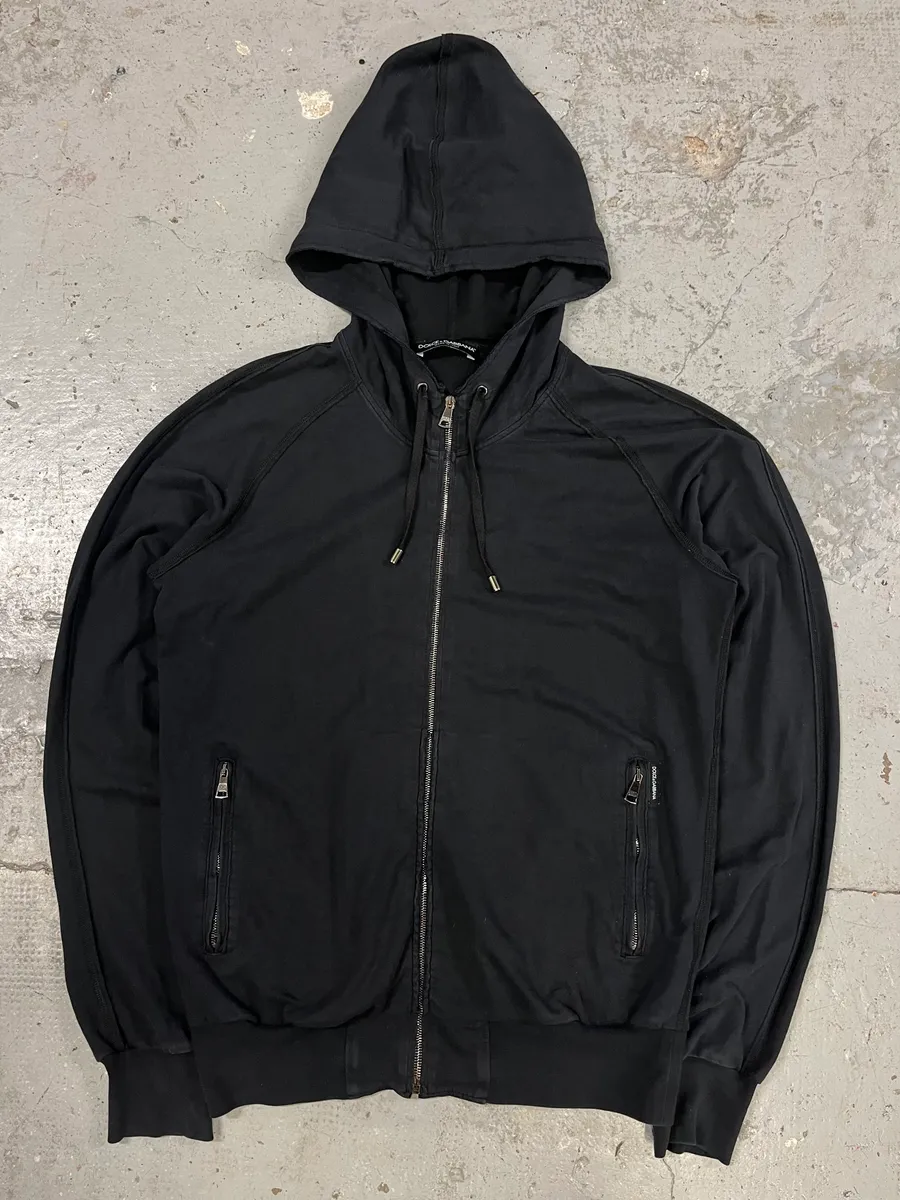 2010s Dolce & Gabbana Black Hooded Zip-up Sweatshirt
