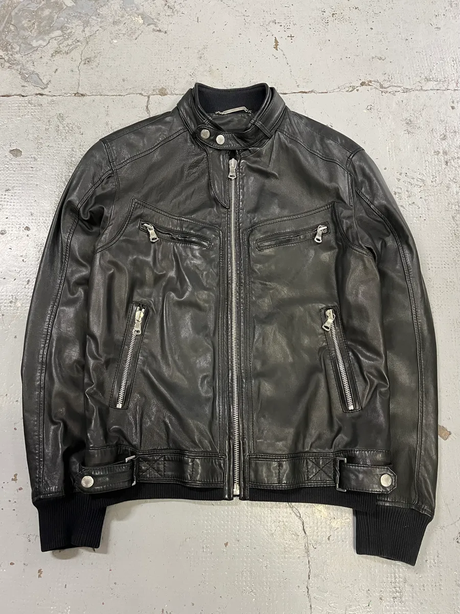 2010s Dolce & Gabbana Black Leather Biker Jacket