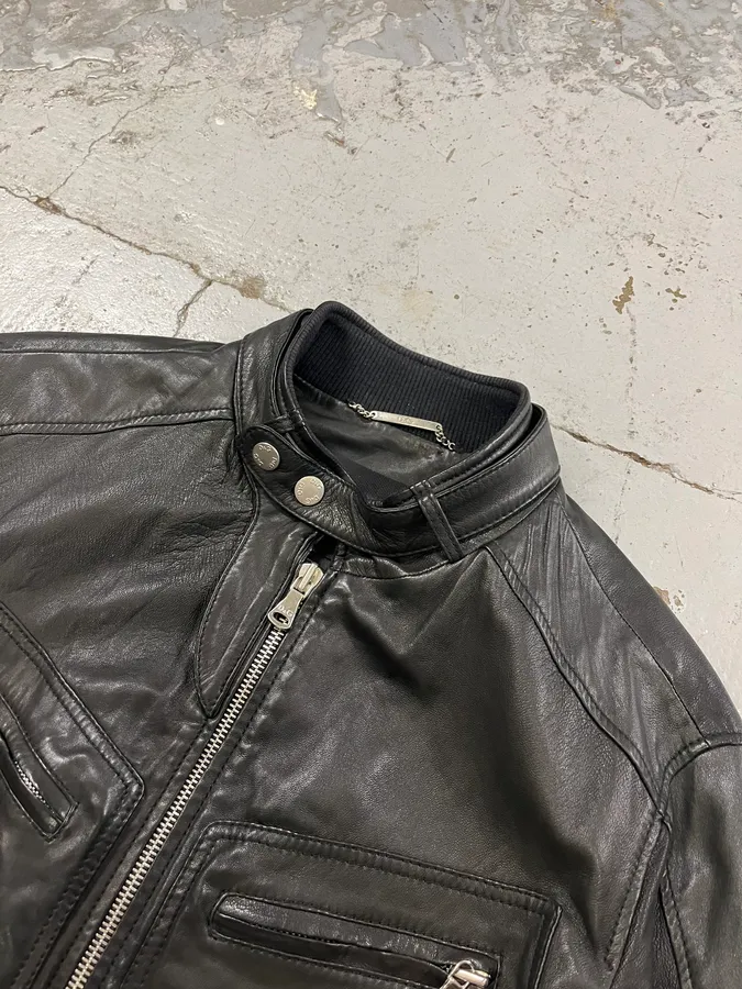 2010s Dolce & Gabbana Black Leather Biker Jacket - Image 5