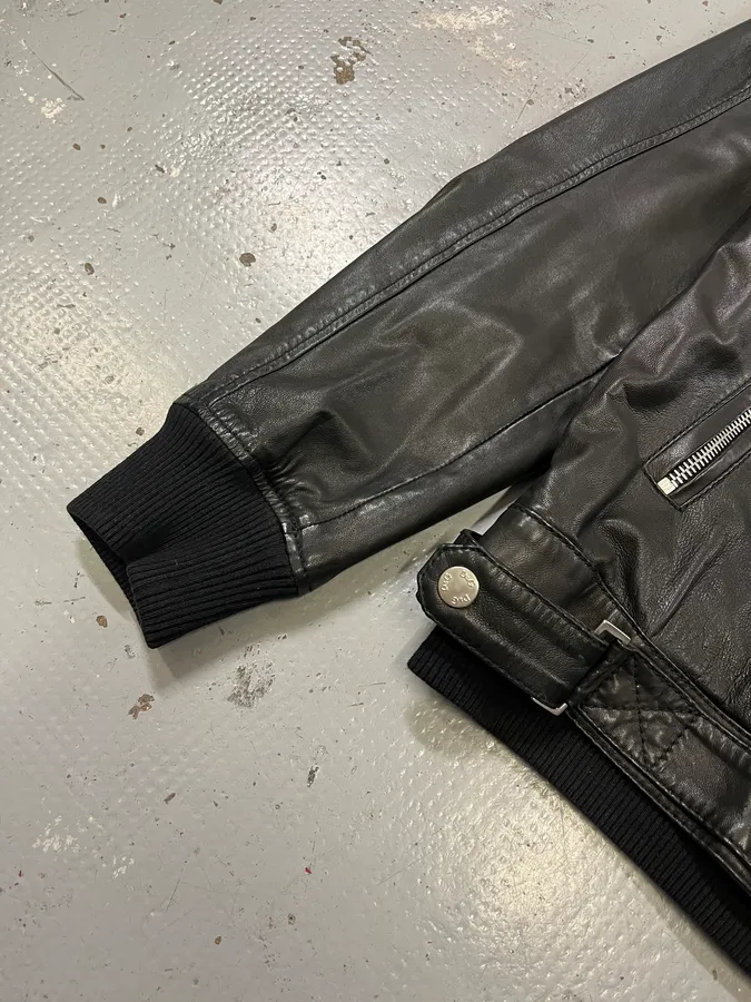2010s Dolce & Gabbana Black Leather Biker Jacket - Image 6