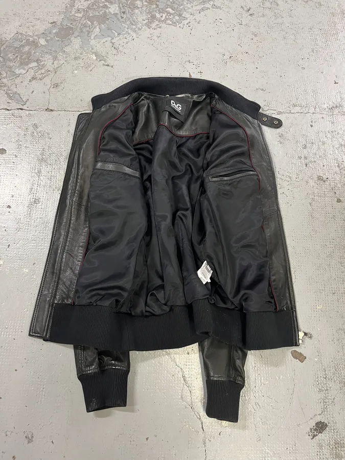 2010s Dolce & Gabbana Black Leather Biker Jacket - Image 8