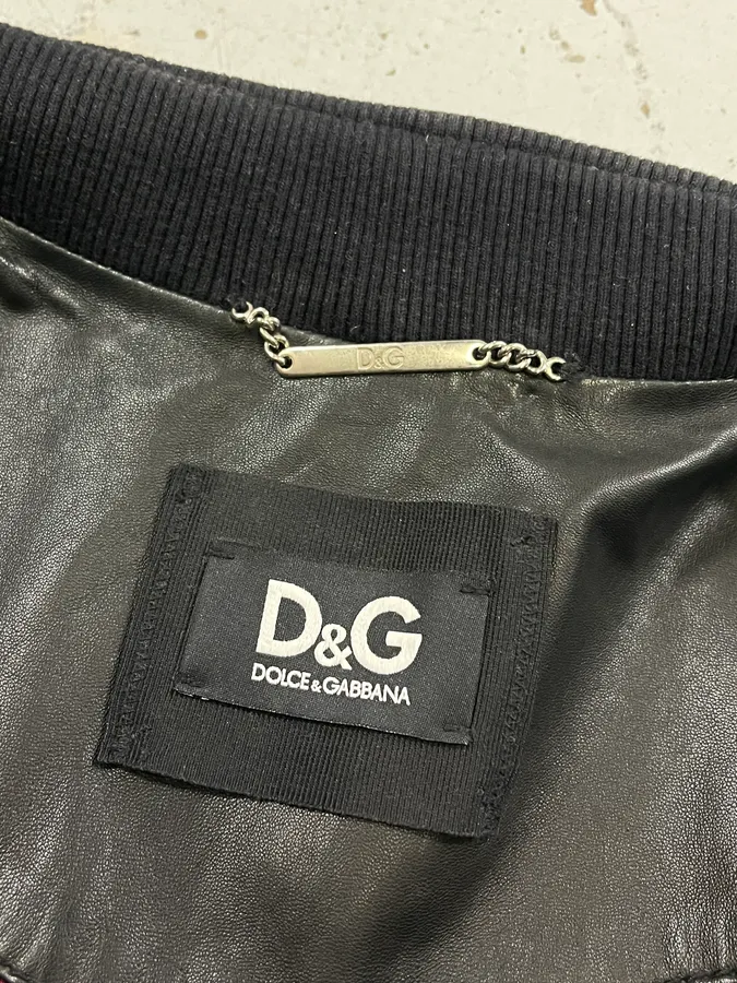 2010s Dolce & Gabbana Black Leather Biker Jacket - Image 9