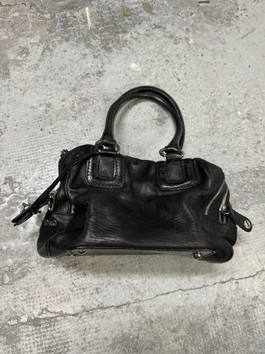 2010s Dolce & Gabbana Black Lily Multi Zips Leather Bag - Image 11