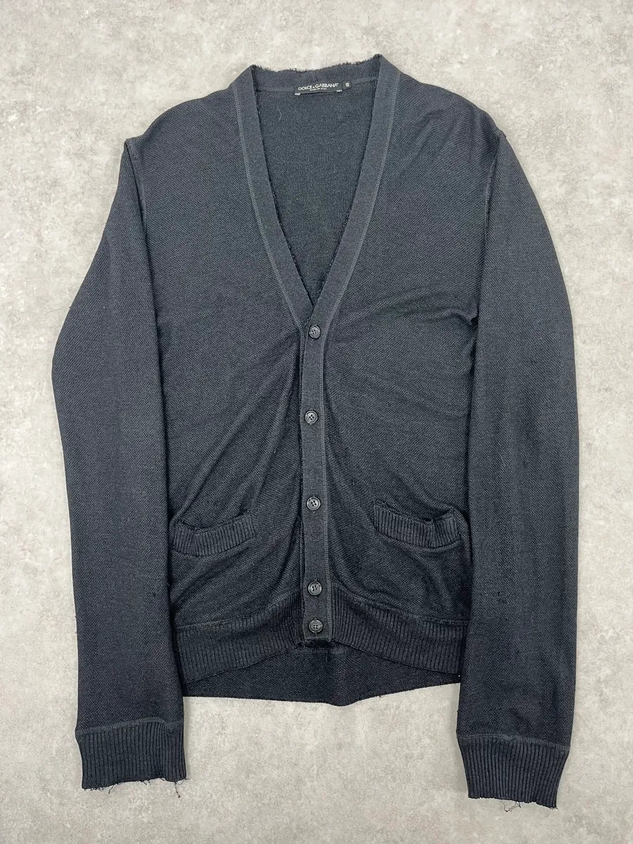 2010s Dolce & Gabbana Black Minimalist Cardigan Sweater - Image 4