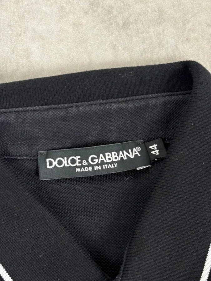 2010s Dolce & Gabbana Black Polo Cotton Floral Embroidered - Image 7