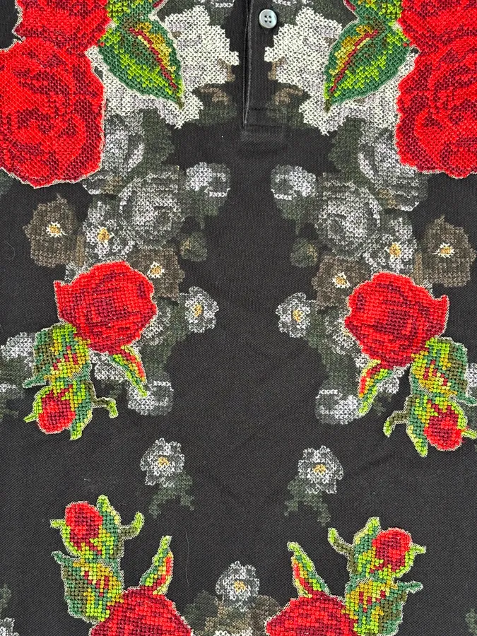 2010s Dolce & Gabbana Black Polo Cotton Floral Embroidered - Image 8