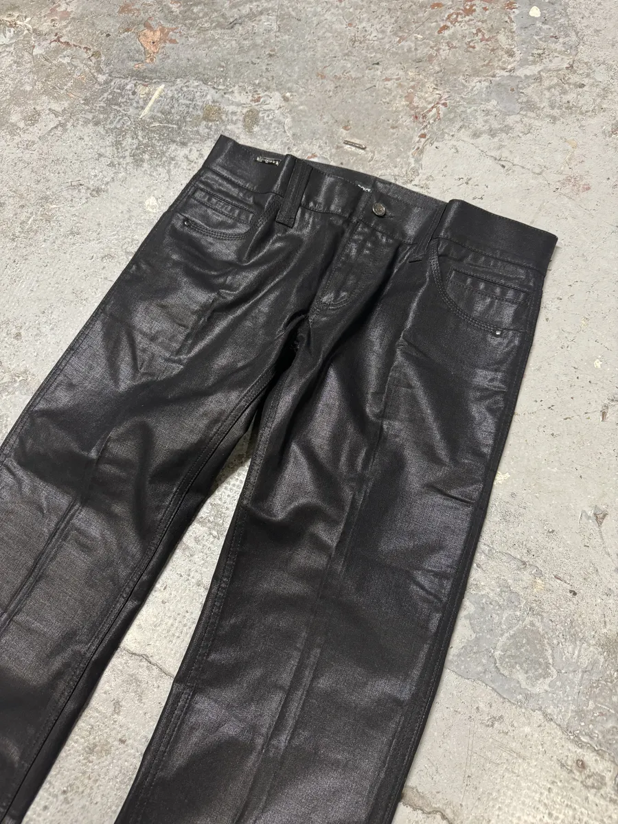 2010s Dolce & Gabbana Black Waxed Effect Pants - Image 12