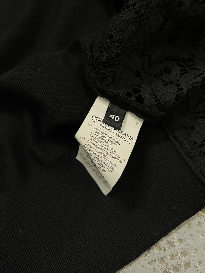 2010s Dolce & Gabbana Black Wool Lace Cardigan - Image 10
