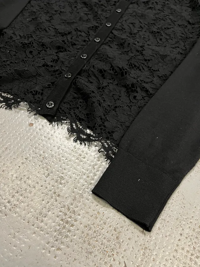 2010s Dolce & Gabbana Black Wool Lace Cardigan - Image 7
