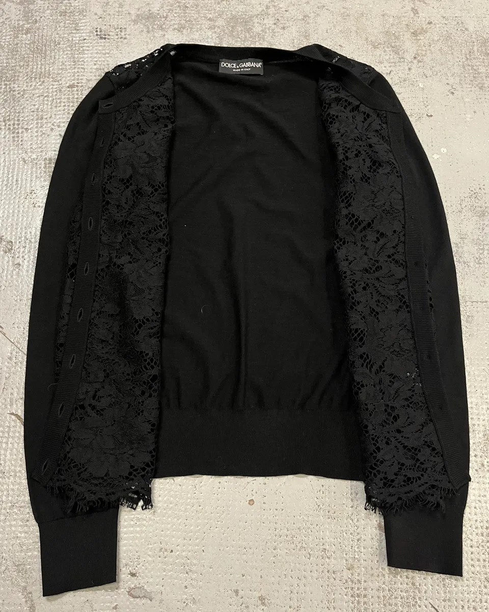 2010s Dolce & Gabbana Black Wool Lace Cardigan - Image 8