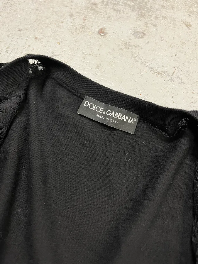 2010s Dolce & Gabbana Black Wool Lace Cardigan - Image 9