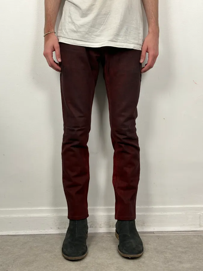 2010s Dolce & Gabbana Bordeaux Red Avant-Garde Slim Denim Jeans - Image 2