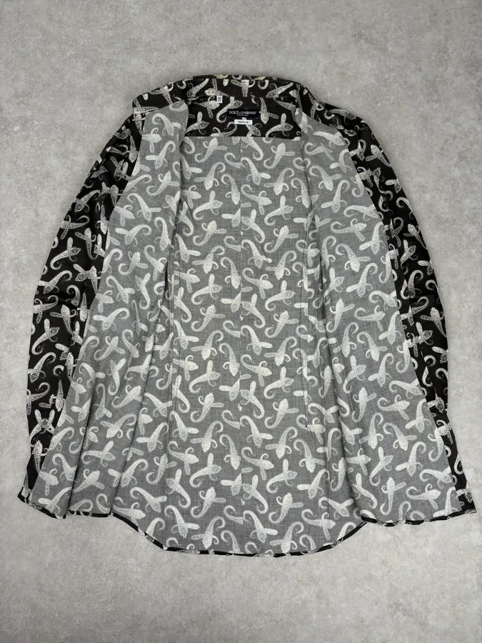 2010s Dolce & Gabbana Brown Paisley Shirt - Image 7