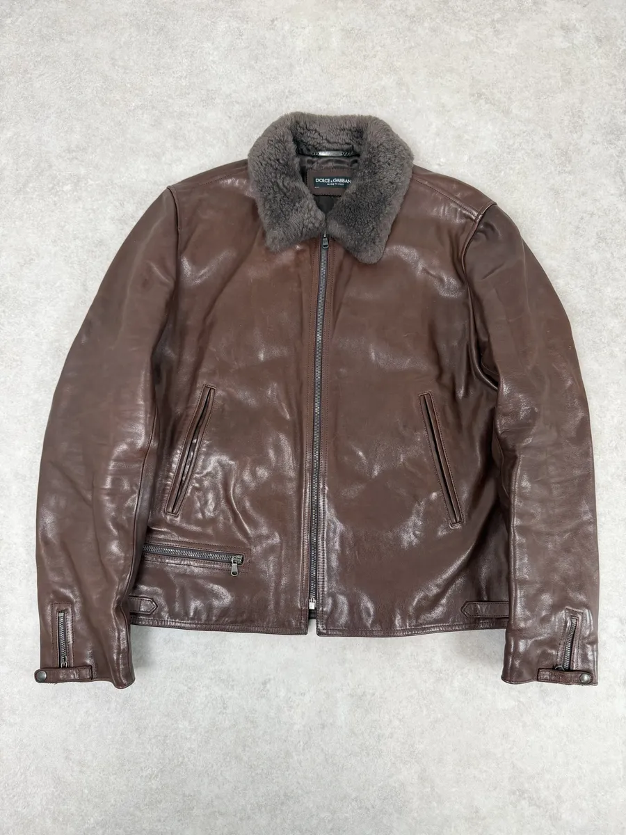 2010s Dolce & Gabbana Brown Premium Leather Jacket