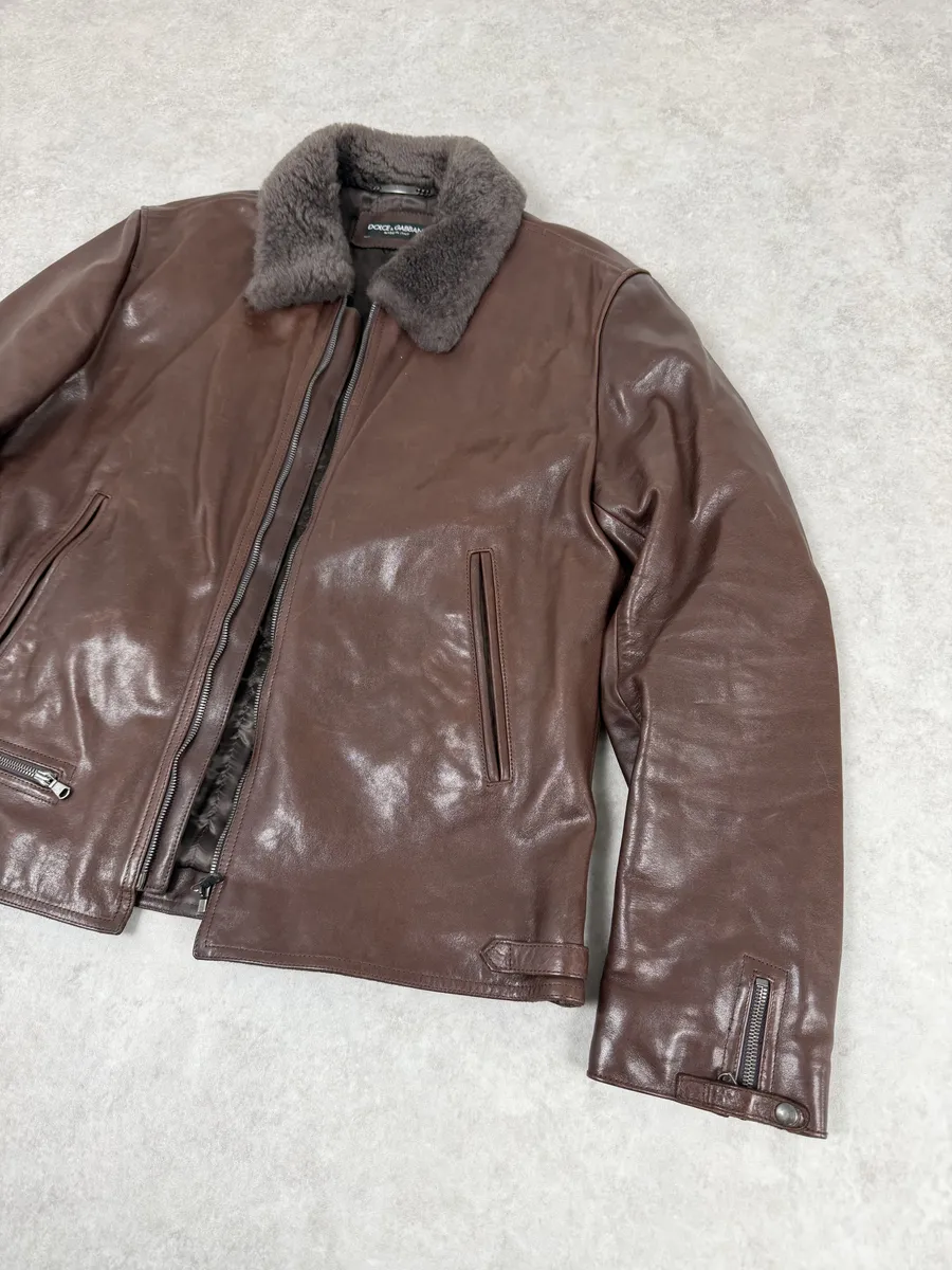 2010s Dolce & Gabbana Brown Premium Leather Jacket - Image 10