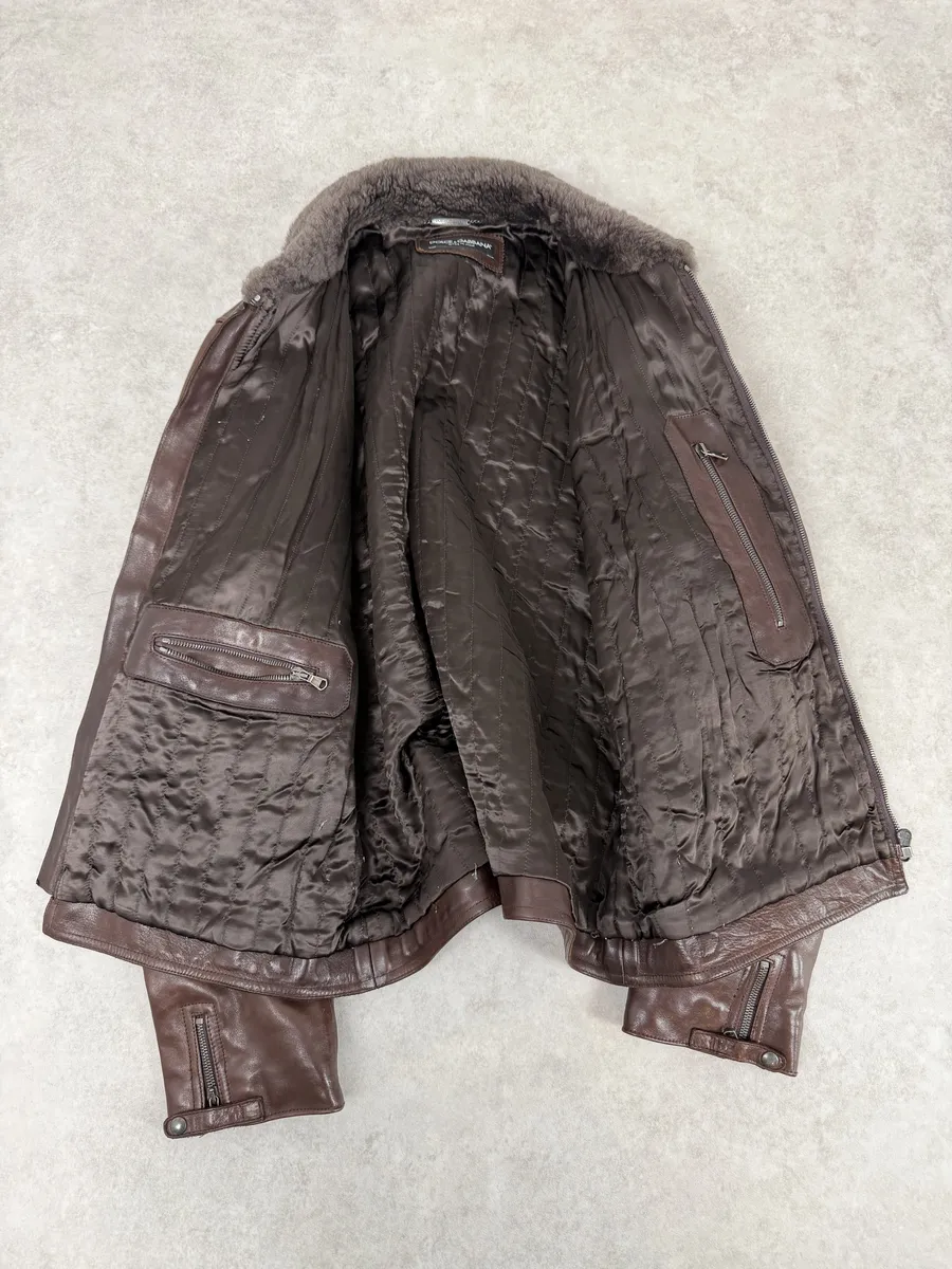 2010s Dolce & Gabbana Brown Premium Leather Jacket - Image 8