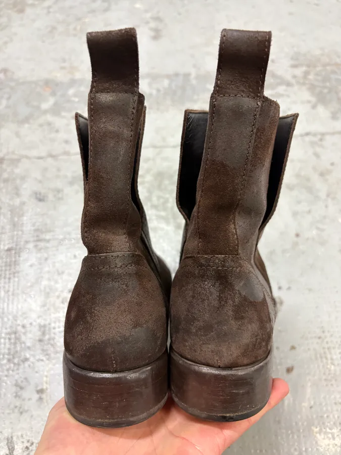 2010s Dolce & Gabbana Brown Suede Eroded Leather Boots - Image 6