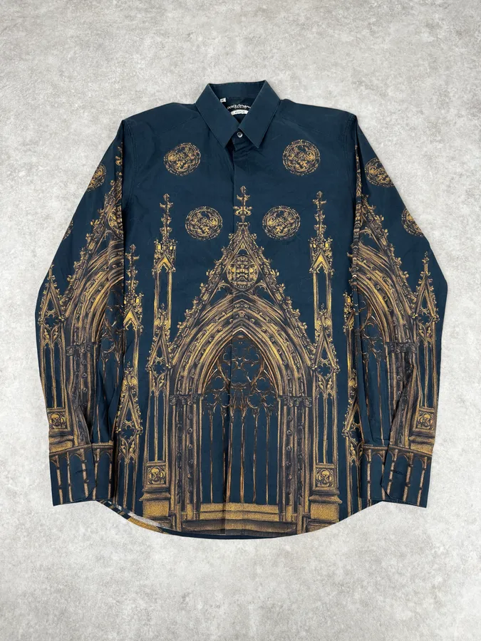2010s Dolce & Gabbana Catholic Cathedral Navy Shirt