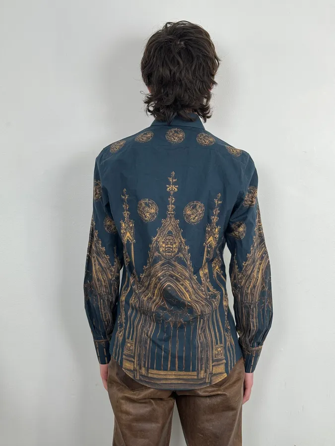 2010s Dolce & Gabbana Catholic Cathedral Navy Shirt - Image 3