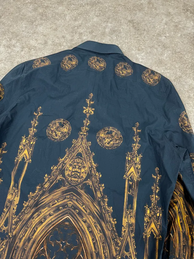 2010s Dolce & Gabbana Catholic Cathedral Navy Shirt - Image 6
