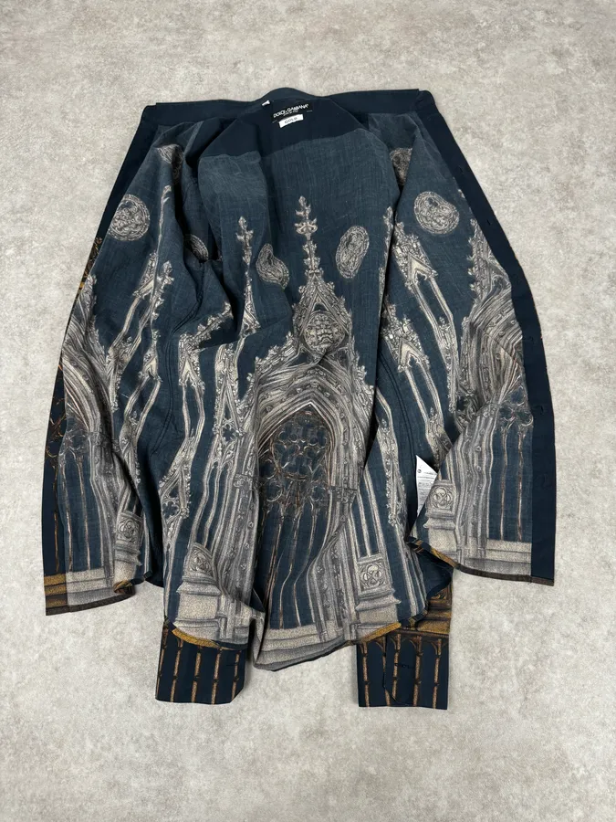 2010s Dolce & Gabbana Catholic Cathedral Navy Shirt - Image 7