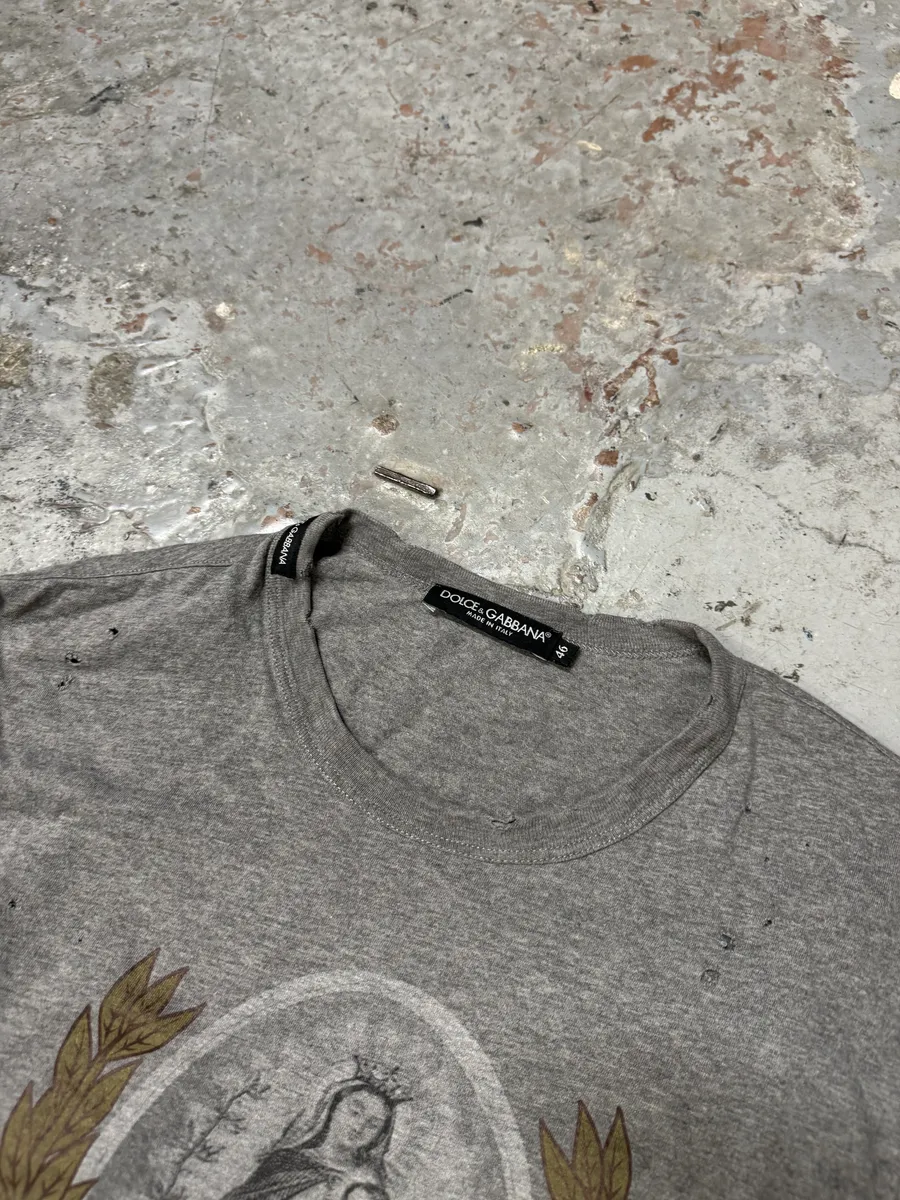 2010s Dolce & Gabbana Catholic Grey Distressed Longsleeves - Image 6
