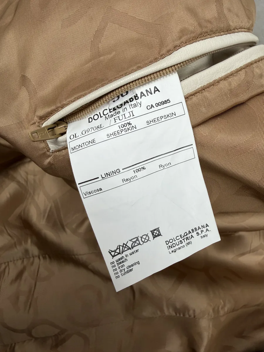 2010s Dolce & Gabbana Creamy White Beige Leather Jacket - Image 10