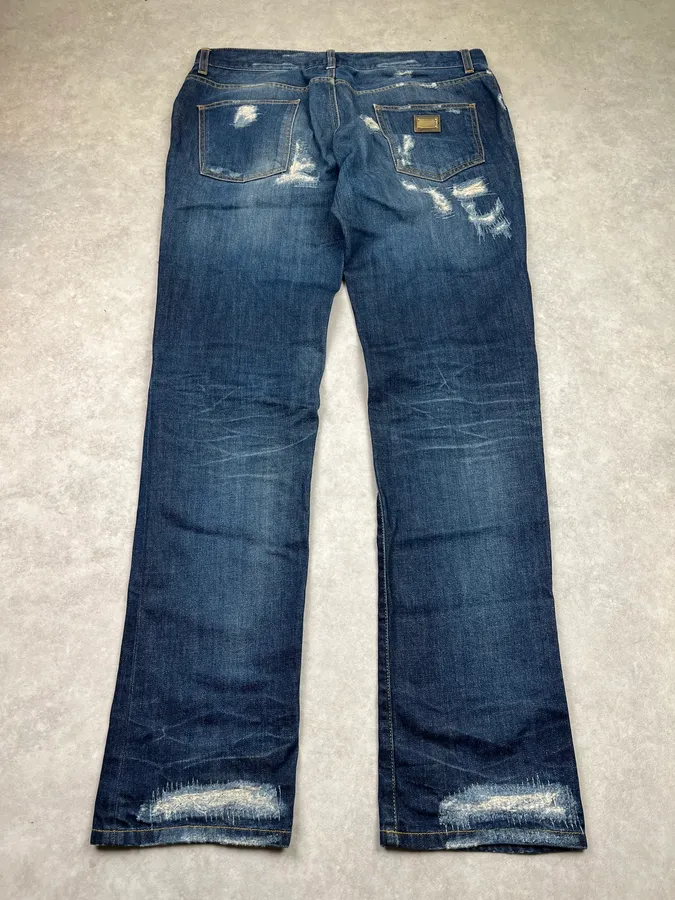 2010s Dolce & Gabbana Distressed Navy Denim Jeans - Image 7