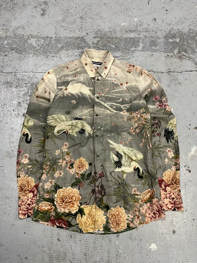 2010s Dolce & Gabbana Floral Print Fantasy Shirt - Image 3