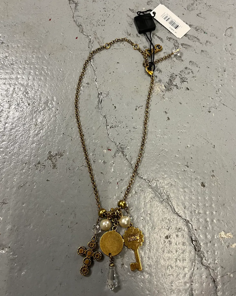 2010s Dolce & Gabbana Gold Metal Multi-Charm Necklace - Image 5