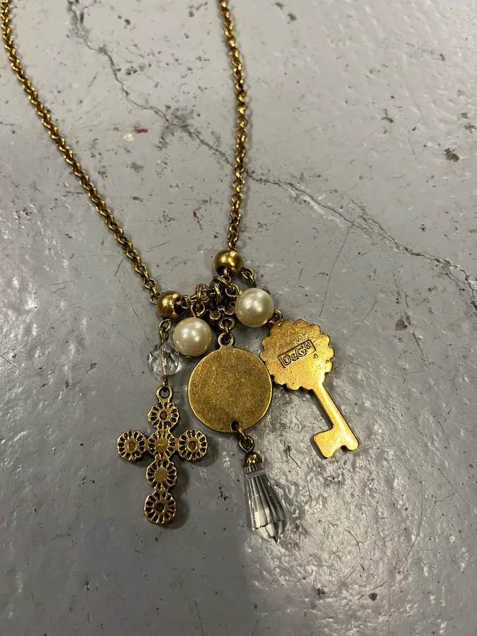 2010s Dolce & Gabbana Gold Metal Multi-Charm Necklace - Image 6