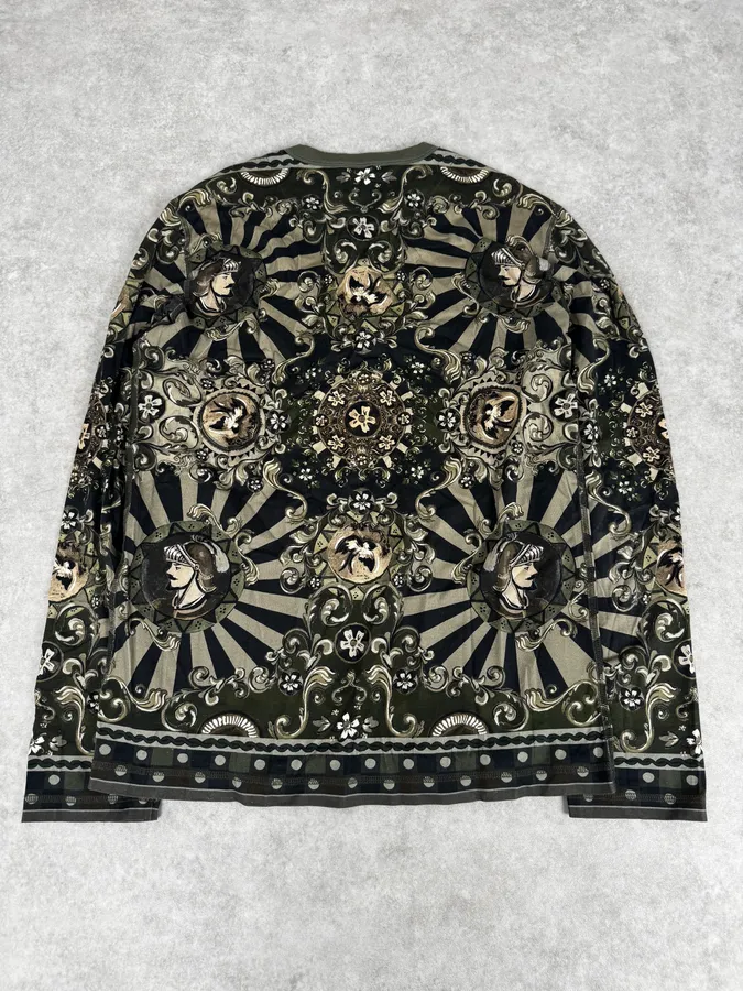 2010s Dolce & Gabbana Green Fantasy World Henley Longsleeve - Image 4