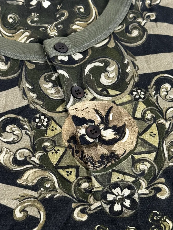 2010s Dolce & Gabbana Green Fantasy World Henley Longsleeve - Image 7
