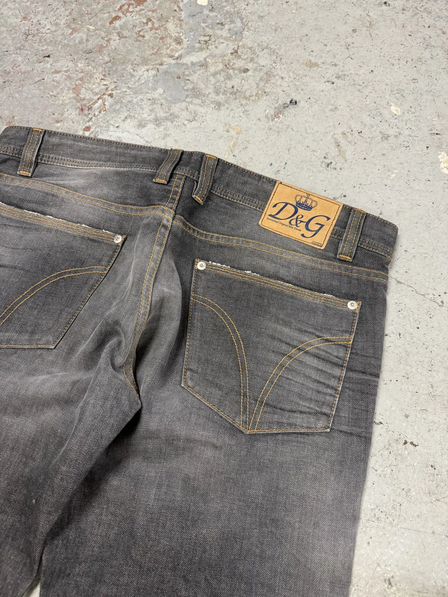 2010s Dolce & Gabbana Grey Large Denim Jeans - Image 11