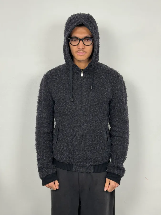 2010s Dolce & Gabbana Grey Spiky Wool Zip-Up Jacket - Image 2
