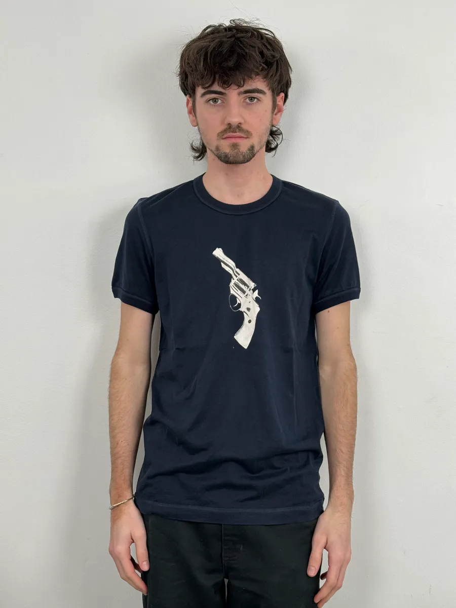 2010s Dolce & Gabbana Gun Navy T-Shirt - Image 2