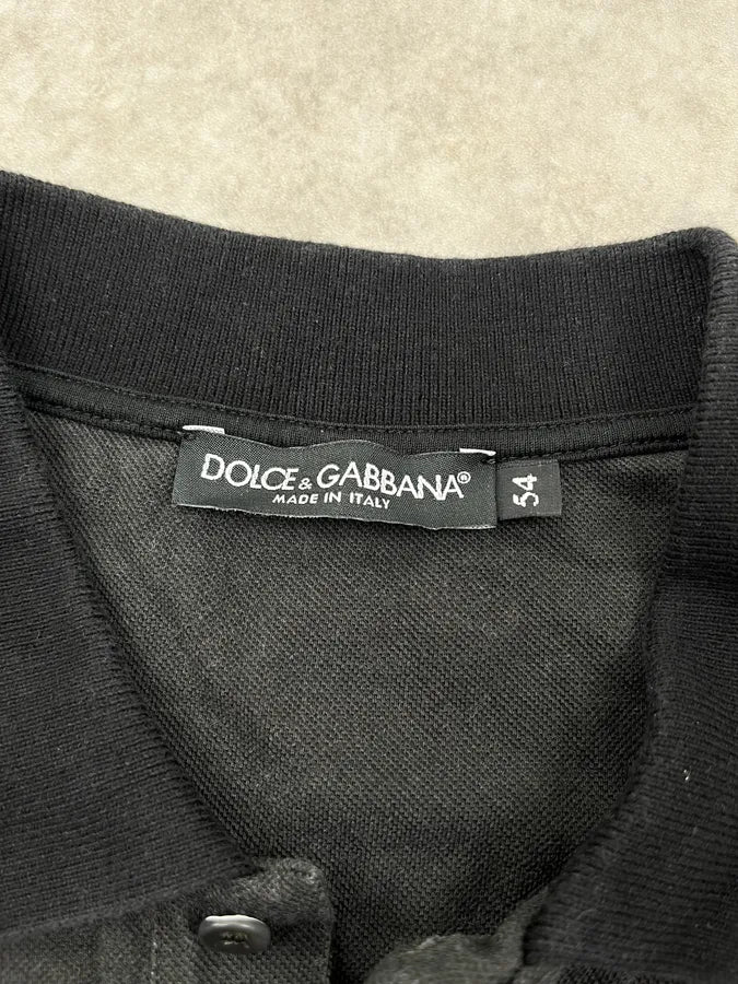 2010s Dolce & Gabbana Heraldic Knight Black Polo - Image 8