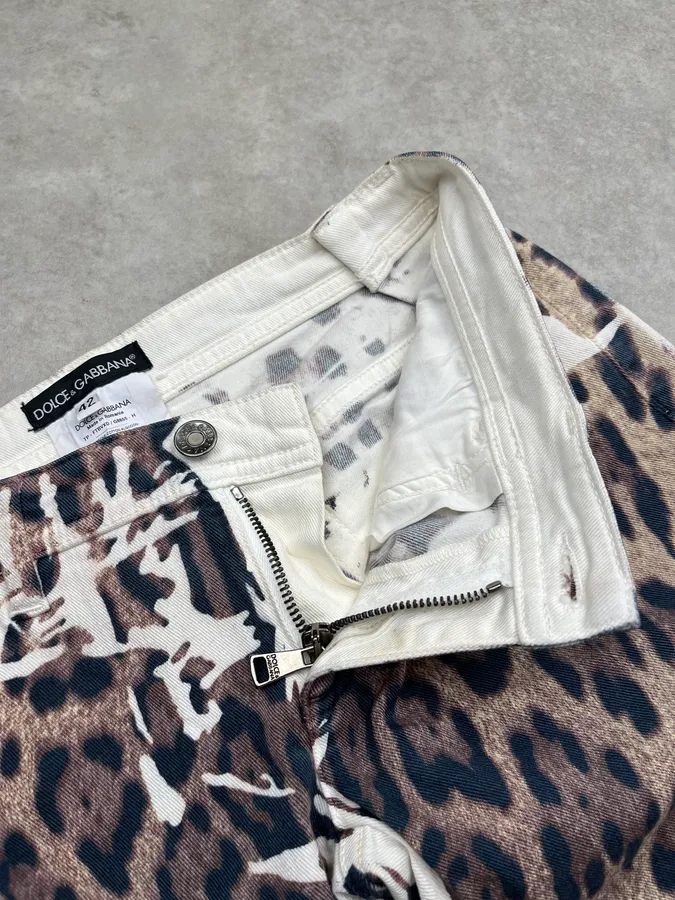 2010s Dolce & Gabbana Leopard Beige Skinny Jeans - Image 10