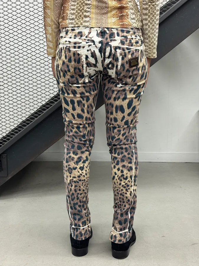 2010s Dolce & Gabbana Leopard Beige Skinny Jeans - Image 3
